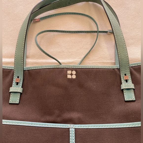 Kate Spade New York Brown Canvas Aqua Leather Casual Mini Tote Bag - Picture 3 of 15